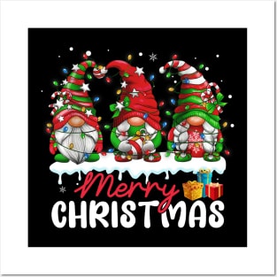 Cute Gnomes Merry Christmas Light Family Gnome Xmas Matching Shirt Posters and Art